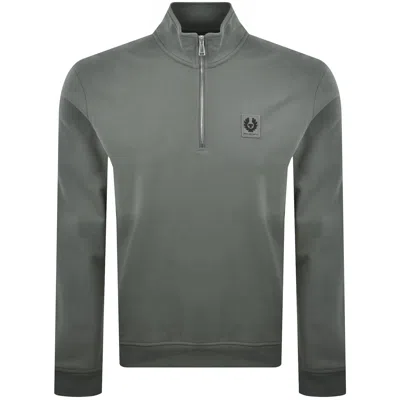 Belstaff Quarter Zip Sweatshirt Grey In Green
