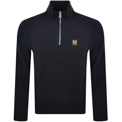 Belstaff Quarter Zip Sweatshirt Black In Navy
