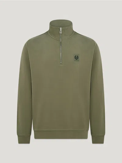 Belstaff Quarter Zip Sweatshirt In Surplus Green