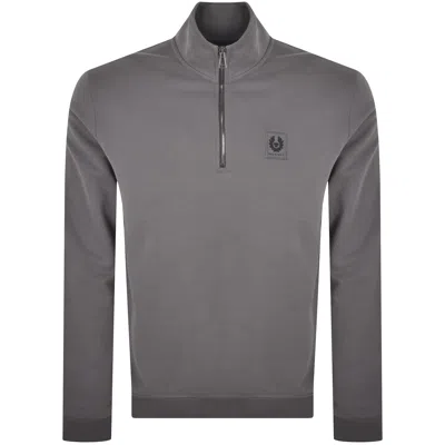 Belstaff Quarter Zip Sweatshirt Tornado Grey In Gray