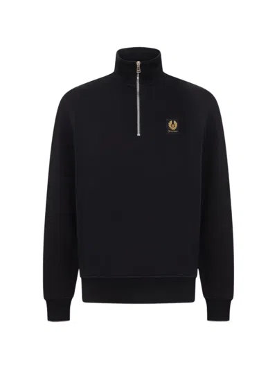 Belstaff Cotton Long-sleeve Quarter-zip Sweatshirt In Black