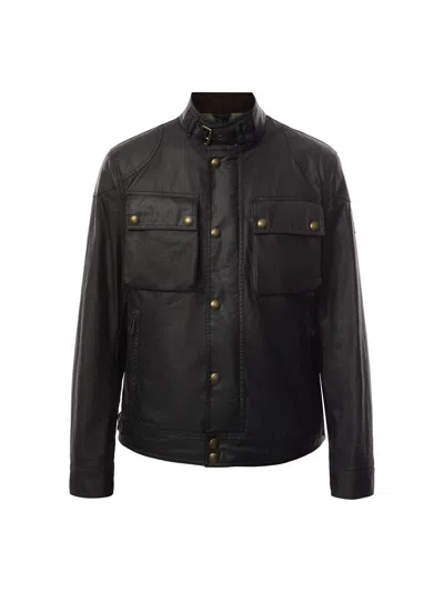 Belstaff Mens Dark Navy Racemaster High-neck Waxed-cotton Jacket In Blue