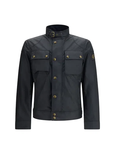 Belstaff Mens Dark Navy Racemaster High-neck Waxed-cotton Jacket In Blue