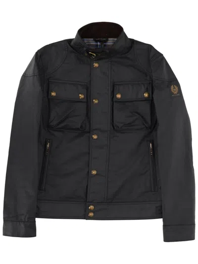 Belstaff Neutral Racemaster Stand Collar Cotton Jacket In Black