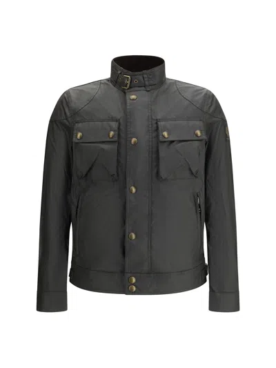 Belstaff Mens Dark Navy Racemaster High-neck Waxed-cotton Jacket In Blue