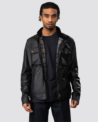 Belstaff Racemaster Mens Waxed Cotton Compact Field Jacket In Black
