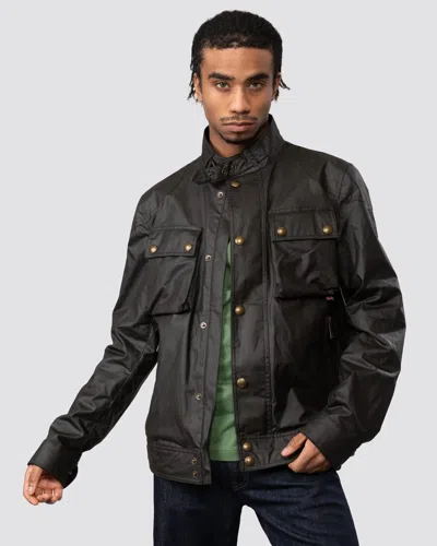 Belstaff Racemaster Mens Waxed Cotton Compact Field Jacket In Black