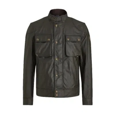 Belstaff Racemaster Waxed Jacket Faded Olive In Green