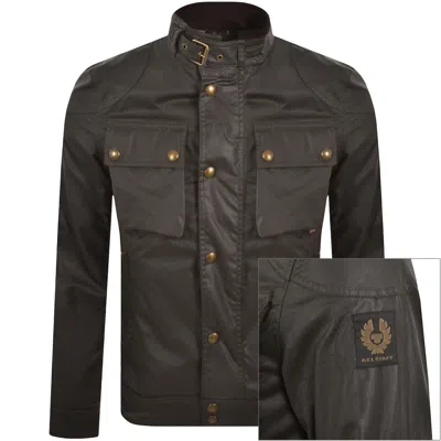 Belstaff Racemaster Waxed Jacket Green In Brown