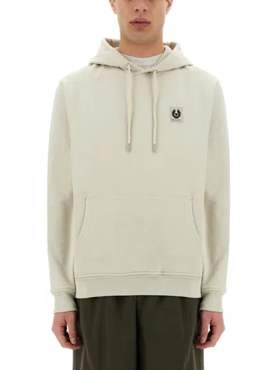 Belstaff Relaxed Fit Cotton Hoodie With Adjustable Drawstring In Neutrals
