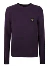 Belstaff Relaxed Fit Wool Sweater With Ribbed Detailing In Purple