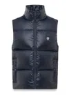 Belstaff High Collar Sleeveless Quilted Jacket With Pockets In Blue