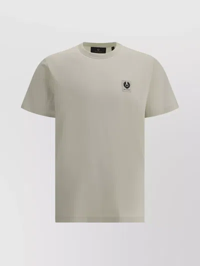 Belstaff Ribbed Crew Neck Cotton T-shirt With Contrast Patch In Multicolor