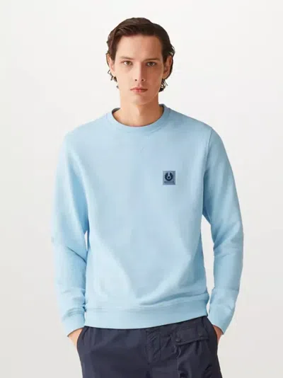 Belstaff Round-collar Long-sleeve Hoodie In Blue