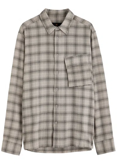 Belstaff Scale Checked Seersucker Shirt In Black