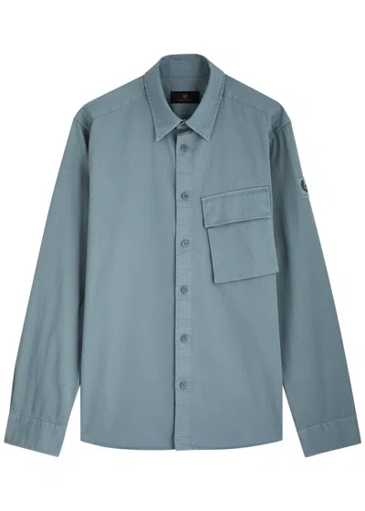 Belstaff Scale Logo Cotton-twill Shirt In Blue