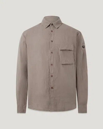Belstaff Scale Shirt Garment Dyed Linen In Gray
