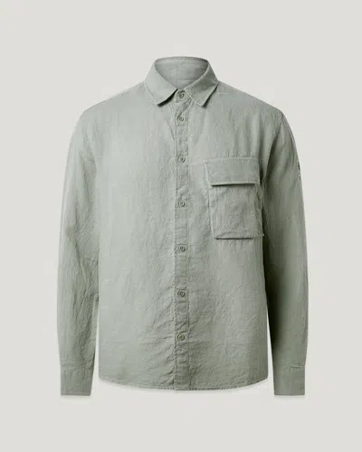 Belstaff Scale Shirt Garment Dyed Linen In Green