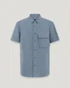 Belstaff Scale Short Sleeve Shirt In Blue Flint