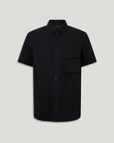 Belstaff Scale Short Sleeve Shirt Garment Dye Cotton In Black