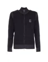 Belstaff High Collar Long Sleeve Zip Knit Sweater In Black