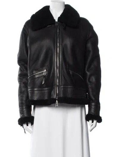 Pre-owned Belstaff Shearling Biker Jacket W/ Tags In Black