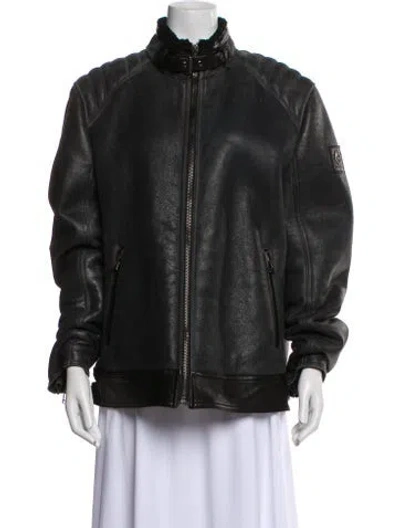 Pre-owned Belstaff Shearling Fur Coat In Black