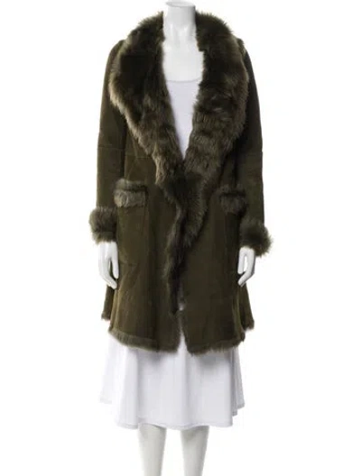 Pre-owned Belstaff Shearling Fur Coat In Green