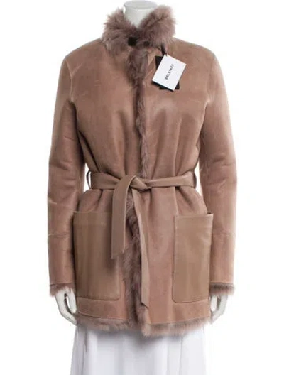 Pre-owned Belstaff Shearling Fur Coat W/ Tags In Brown