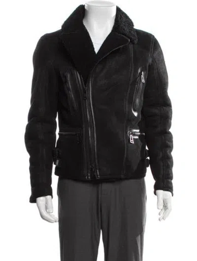 Pre-owned Belstaff Shearling Moto Jacket In Black