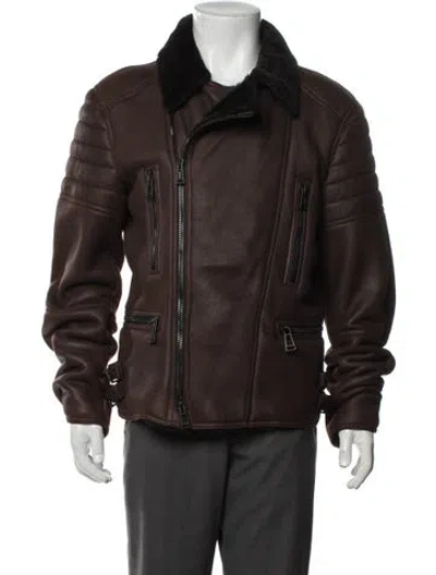 Pre-owned Belstaff Shearling Moto Jacket In Brown