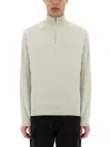 Belstaff Zip Sweater Textured Knit In Neutral