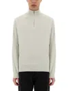 Belstaff Zip Sweater Textured Knit In Beige