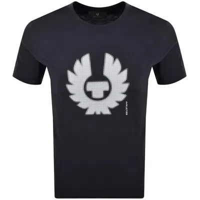 Belstaff Short Sleeve Bitmap Logo T Shirt Navy In Black