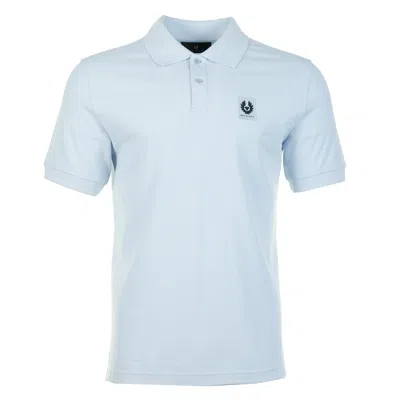 Belstaff Short Sleeve Polo Shirt Sky Blue In Animal Print