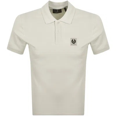 Belstaff Short Sleeve Polo T Shirt Silver Birch In White