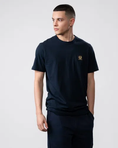Belstaff Short Sleeved Mens Logo Patch T-shirt In Blue