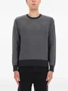 Belstaff Crew Neck Long Sleeve Sweater With Ribbed Cuffs In Gray