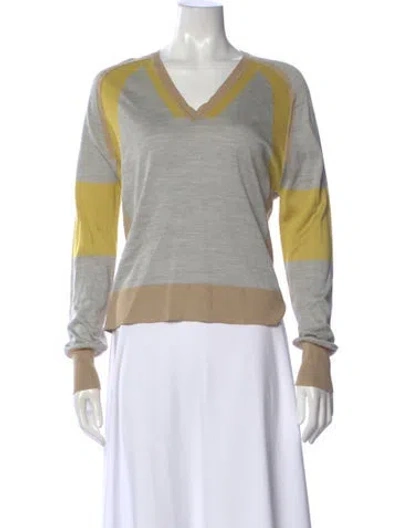 Pre-owned Belstaff Silk Colorblock Pattern Top W/ Tags In Gray