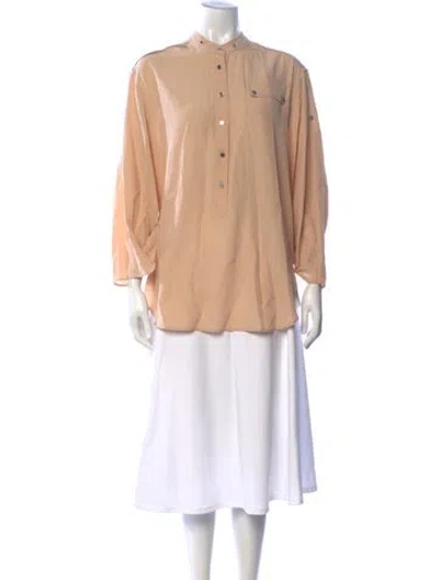 Pre-owned Belstaff Silk Long Sleeve Button-up Top In Neutrals