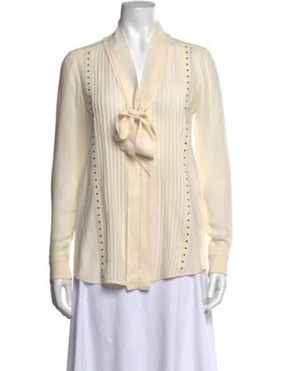 Pre-owned Belstaff Silk Tie Neck Blouse In Neutrals