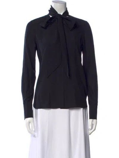 Pre-owned Belstaff Silk Tie Neck Top In Black