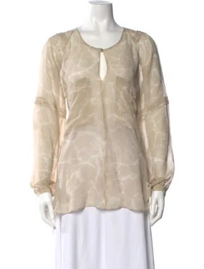 Pre-owned Belstaff Silk Tie-dye Print Blouse In Brown