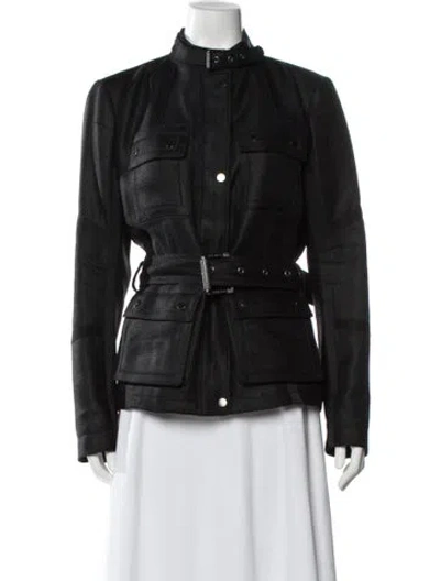 Pre-owned Belstaff Silk Tweed Pattern Utility Jacket In Black