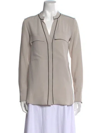 Pre-owned Belstaff Silk V-neck Blouse In Gray