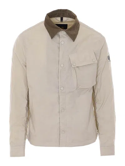 Belstaff Ground Jacket Chest Pocket Contrast Collar In Nude