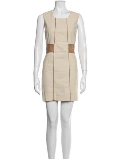 Pre-owned Belstaff Square Neckline Mini Dress In Neutrals