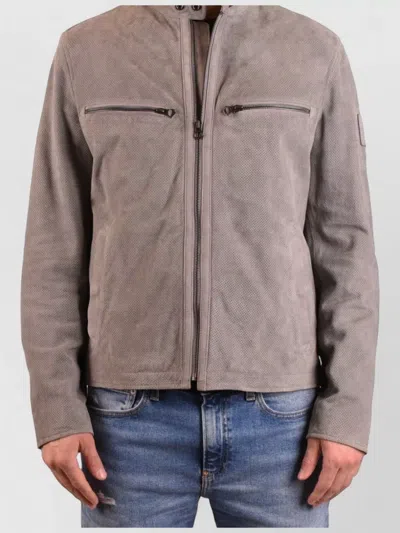 Belstaff Stand Collar Coat Chest And Side Pockets In Pink