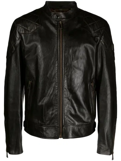 Belstaff Lederjacke Mit Stehkragen In Black