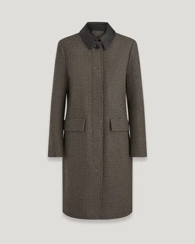 Belstaff Stannic Coat In Burnt Oak Houndstooth